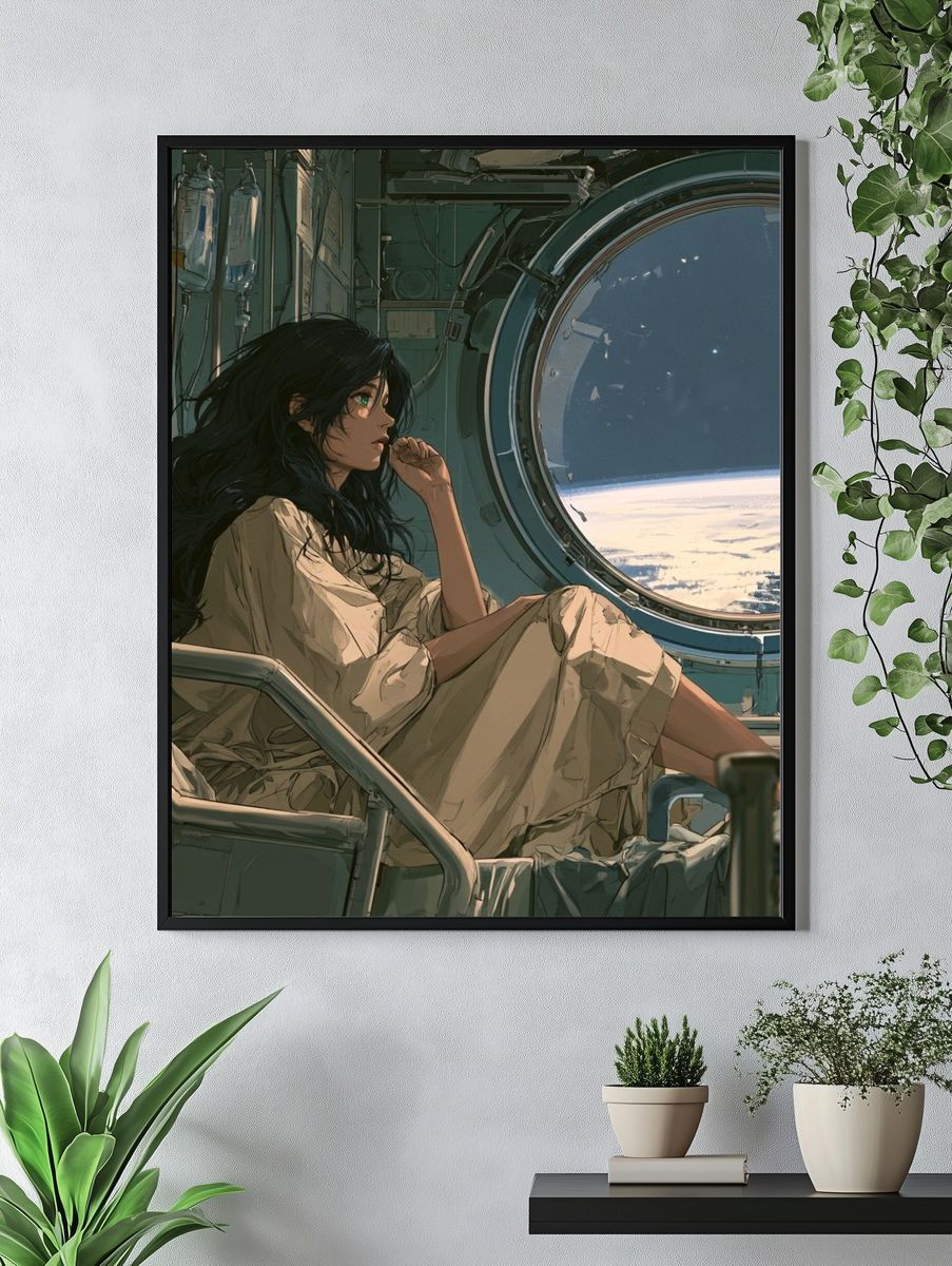 Astronaut Window Scene Anime Print. — room view 4