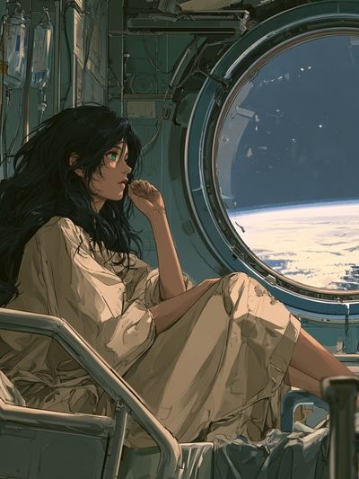 Astronaut Window Scene Anime Print.