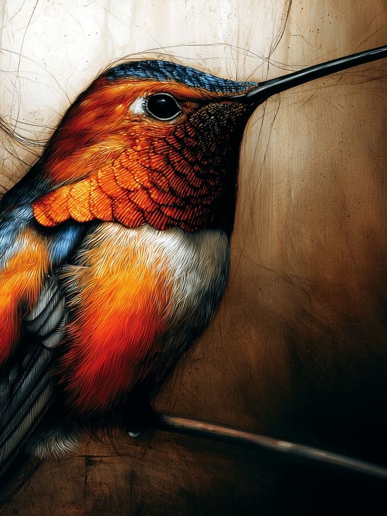 Hummingbird Portrait Print. poster detail