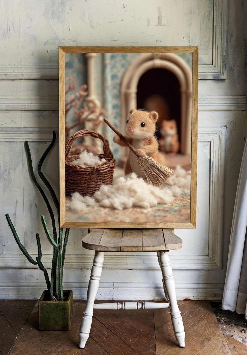 Hamster Cleaning Miniature Scene Poster room preview