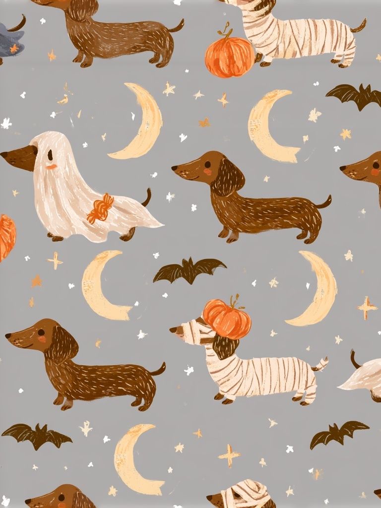 Halloween Dachshund Pattern Poster. poster — animals art