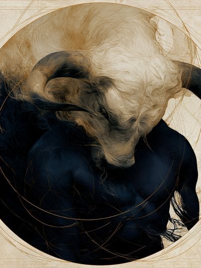 Abstract Bull Portrait Print.