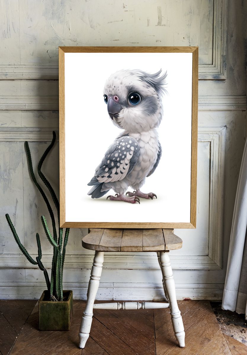 Cute Cockatoo Portrait Print. — room view 1
