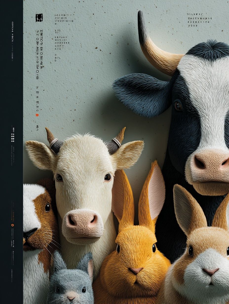 Farm Animals Digital Art Poster. poster detail