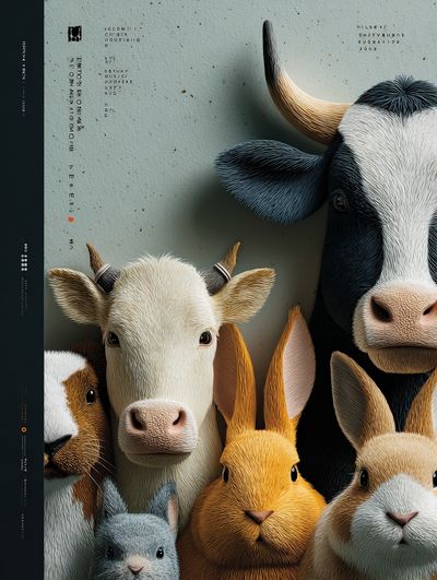 Farm Animals Digital Art Poster. poster