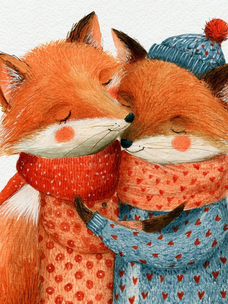 Sleeping Fox Friends Illustration Poster. poster — animals art