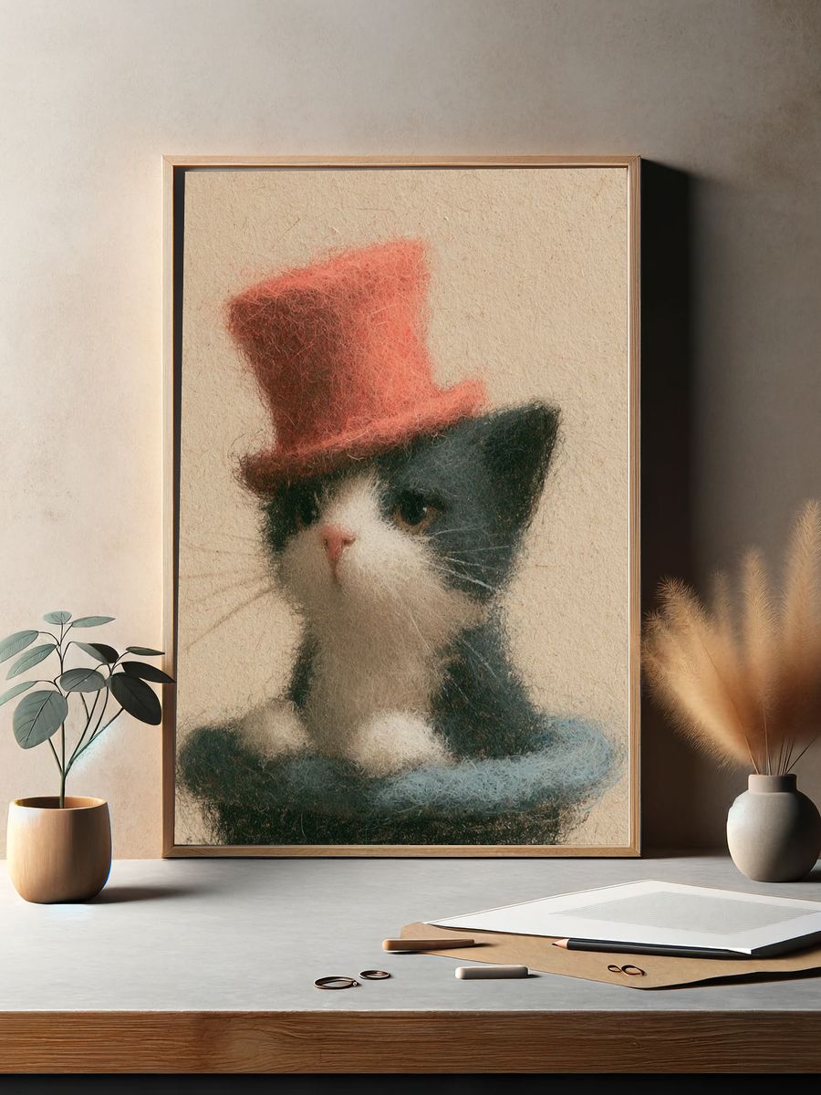 Top Hat Cat Illustration Poster. — room view 2