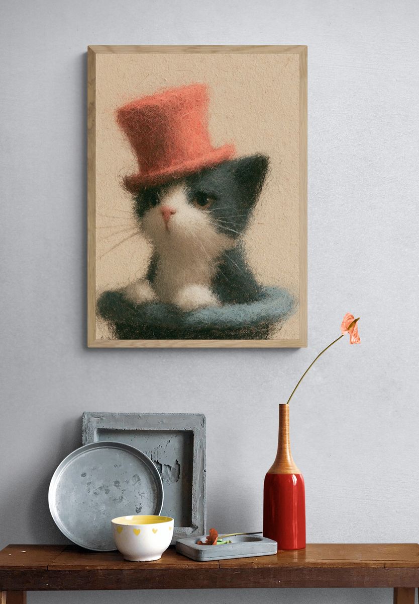 Top Hat Cat Illustration Poster. — room view 3