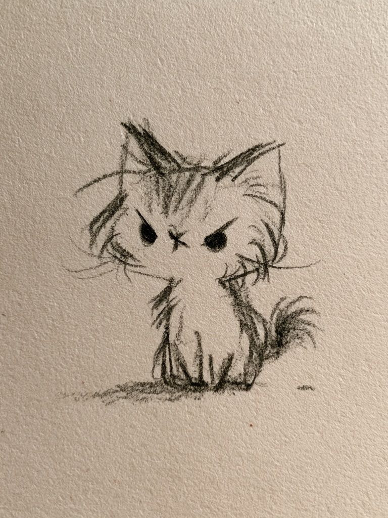 Grumpy Kitten Sketch Poster. poster — animals art