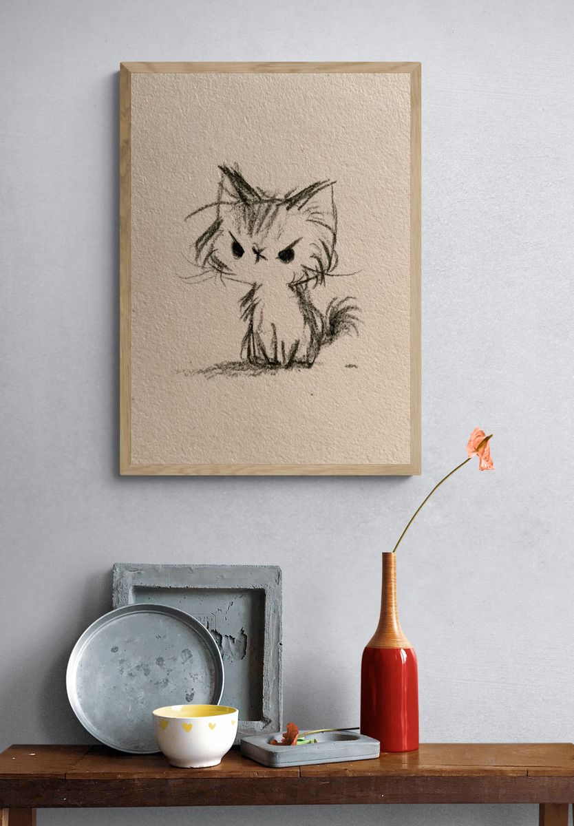 Grumpy Kitten Sketch Poster. — room view 3