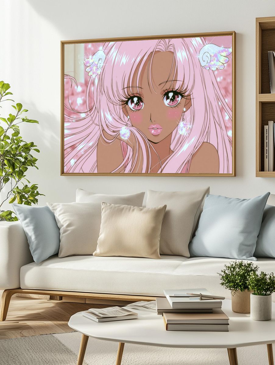 Pink Angel Girl Anime Poster. — room view 2