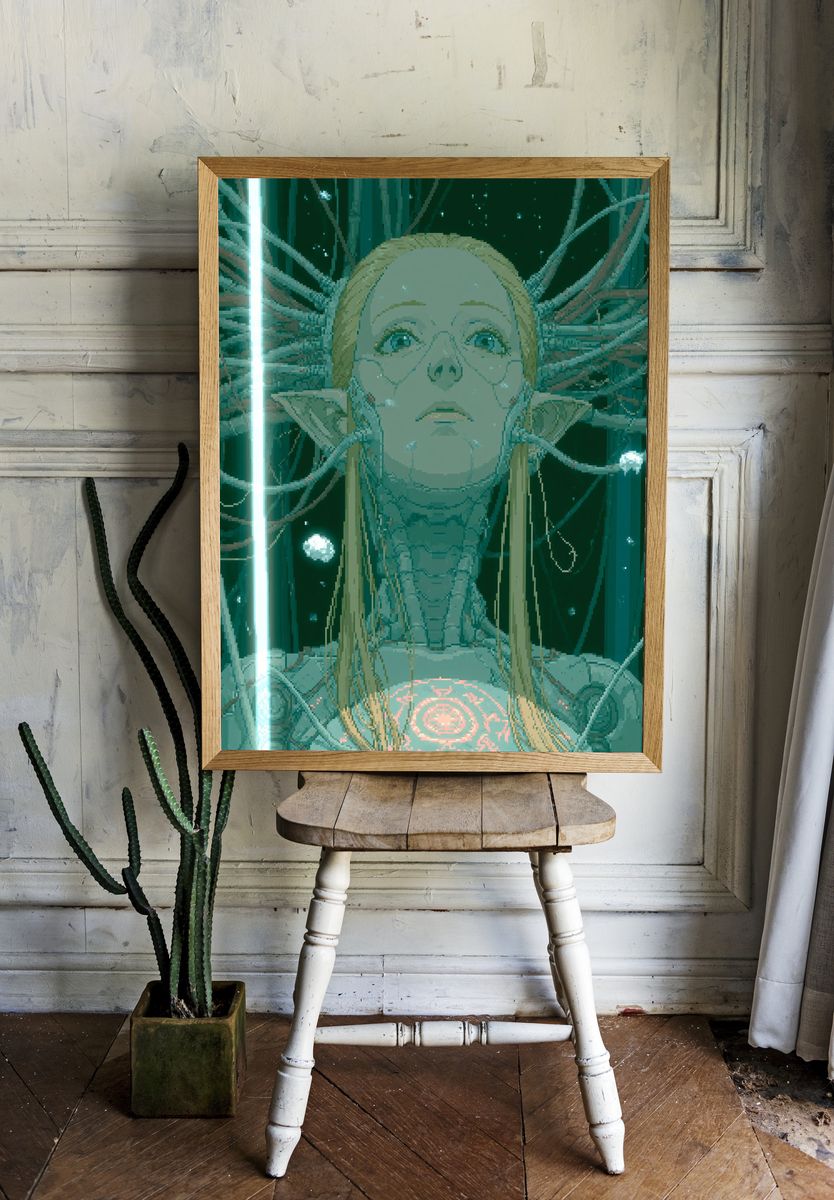 Cybernetic Girl Portrait Poster. — room view 1