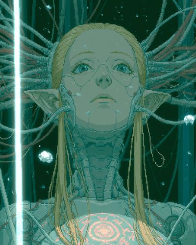 Cybernetic Girl Portrait Poster. poster