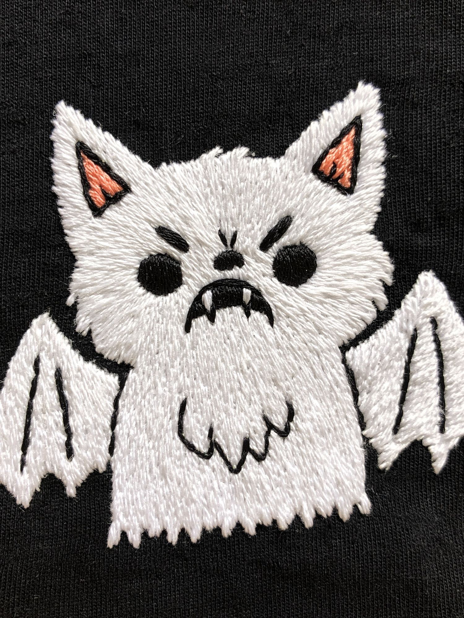 Cute Bat Cat Embroidery Print. poster — animals art