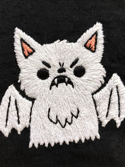 Cute Bat Cat Embroidery Print. poster