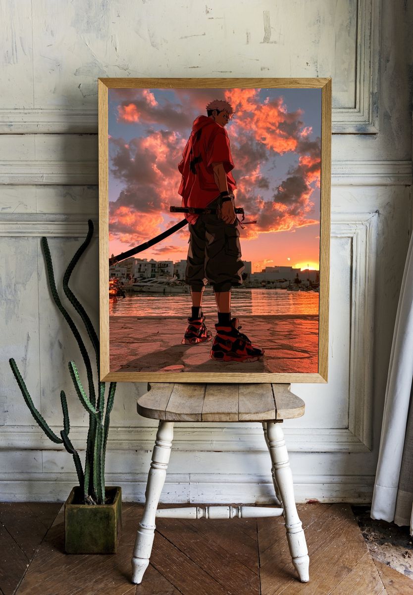 Anime Sunset Harbor Poster. — room view 1