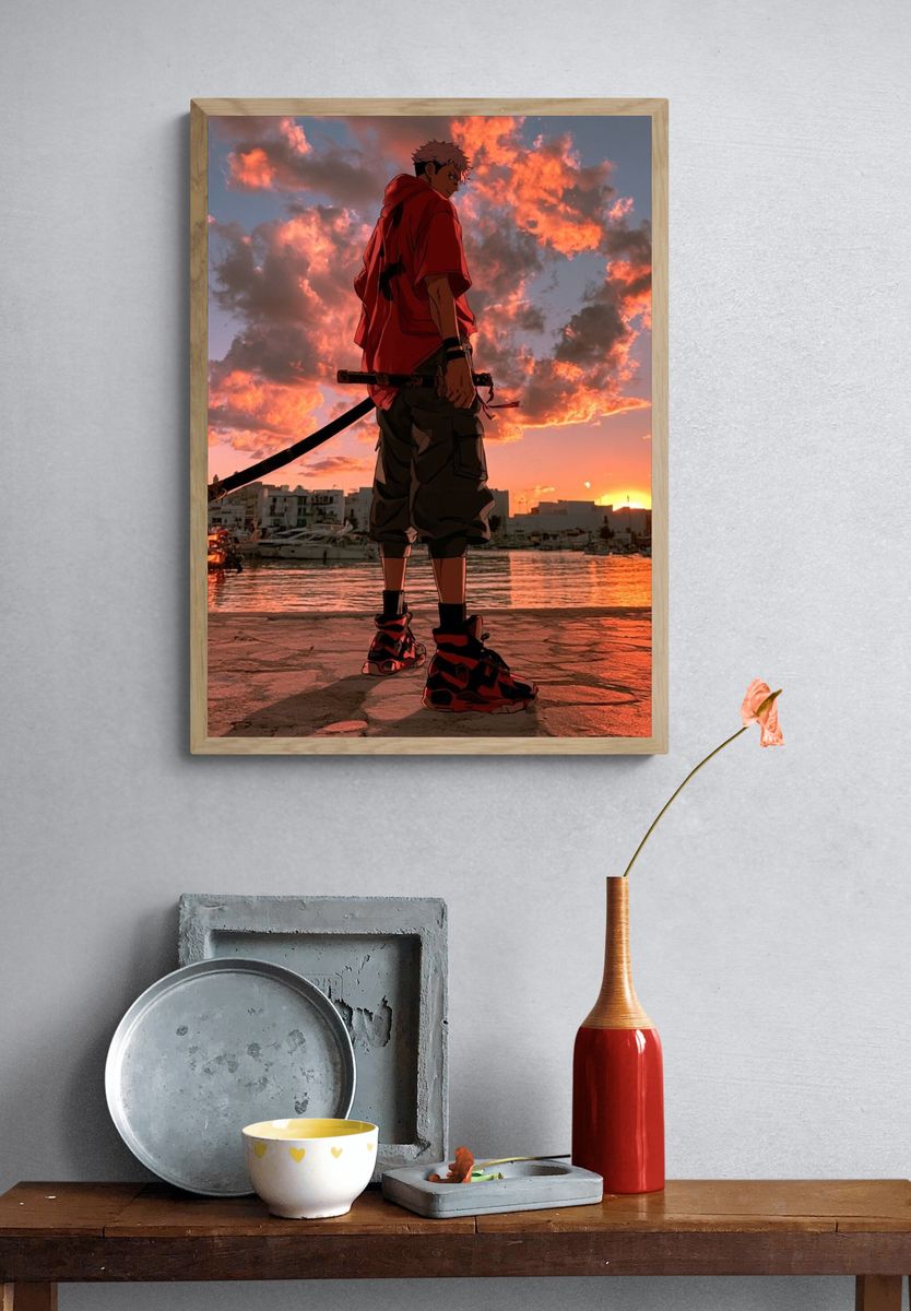 Anime Sunset Harbor Poster. — room view 3