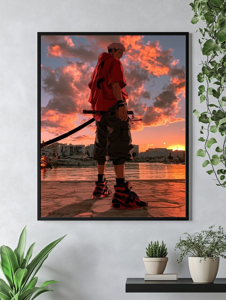 Anime Sunset Harbor Poster. — room view 4