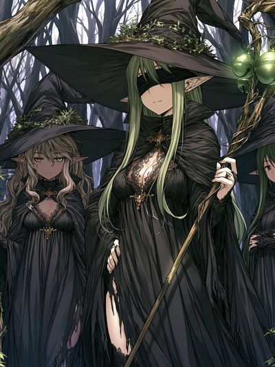 Forest Witch Trio Illustration Poster. poster