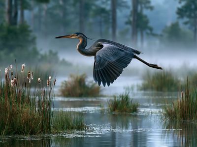Great Blue Heron Marsh Poster. poster