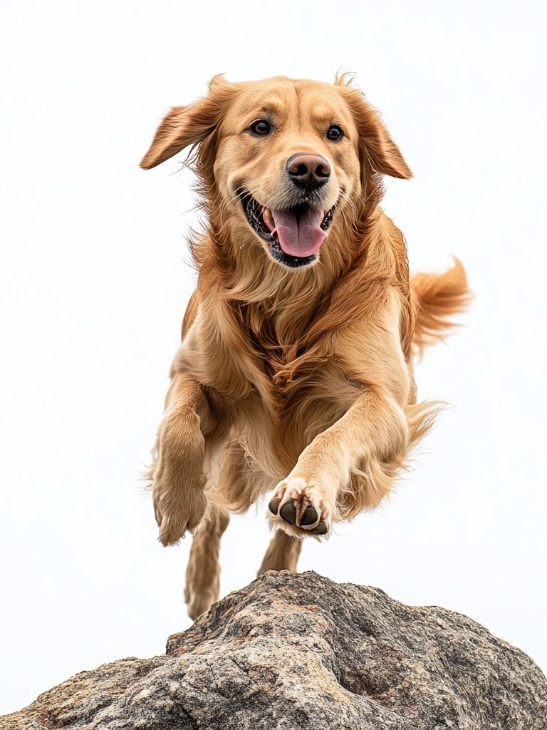 Golden Retriever Jumping Photography Poster. poster detail