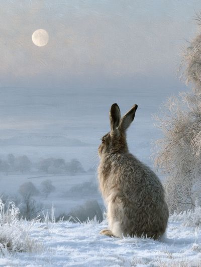 Winter Hare Moonlight Poster. poster