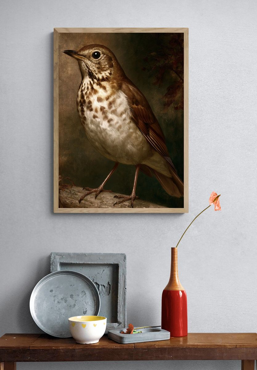 Song Thrush Portrait Poster. — room view 3