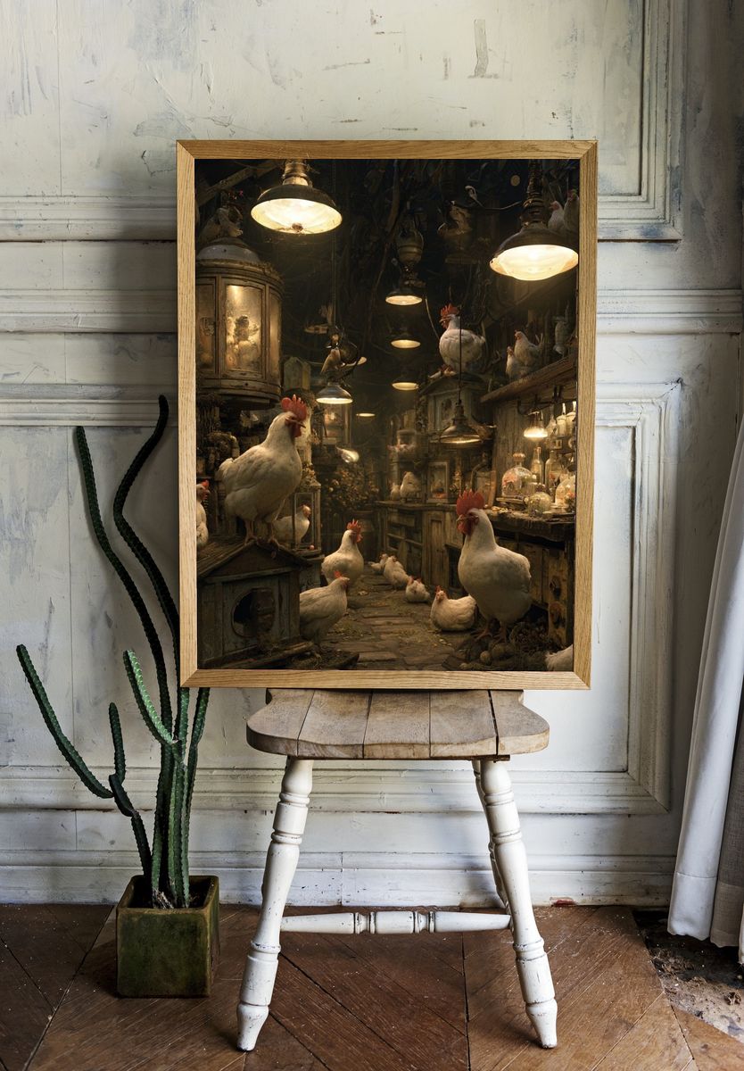 Rustic Chicken Coop Illustration Poster. room preview