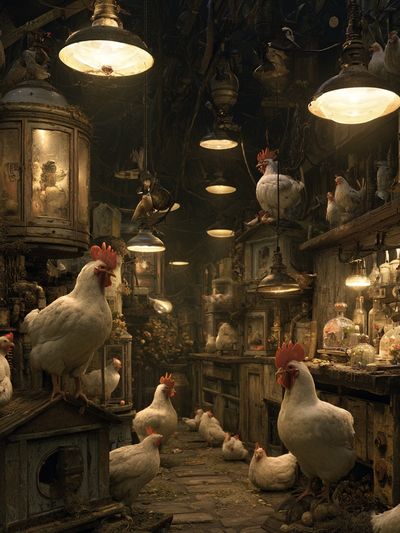 Rustic Chicken Coop Illustration Poster.