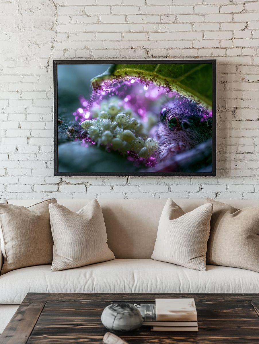 Macro Caterpillar Portrait Print. — room view 1