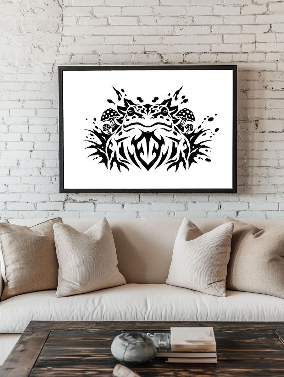 Tribal Frog Symmetry Print. — room view 1