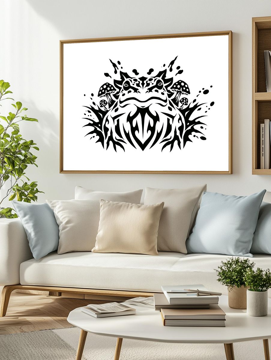Tribal Frog Symmetry Print. — room view 2