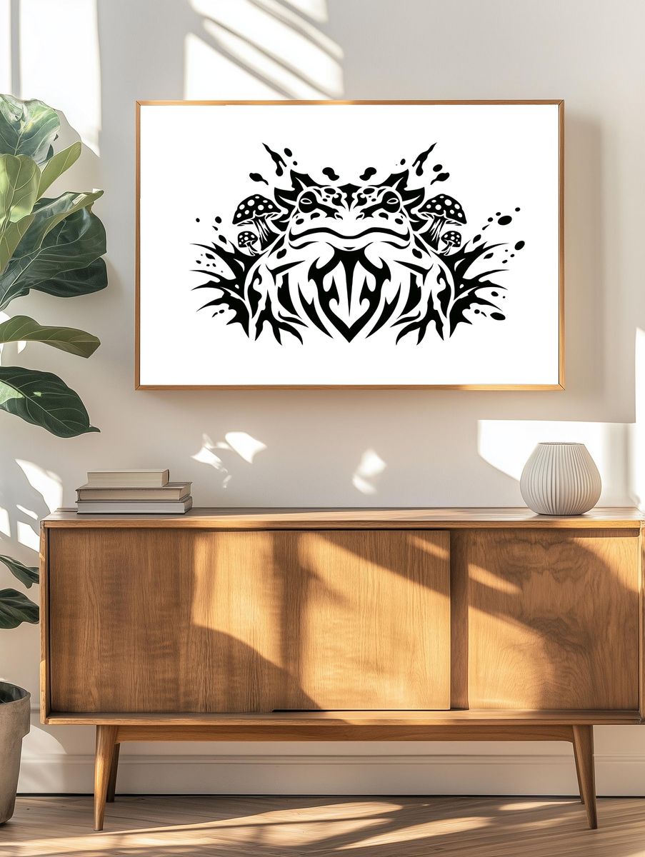 Tribal Frog Symmetry Print. — room view 3