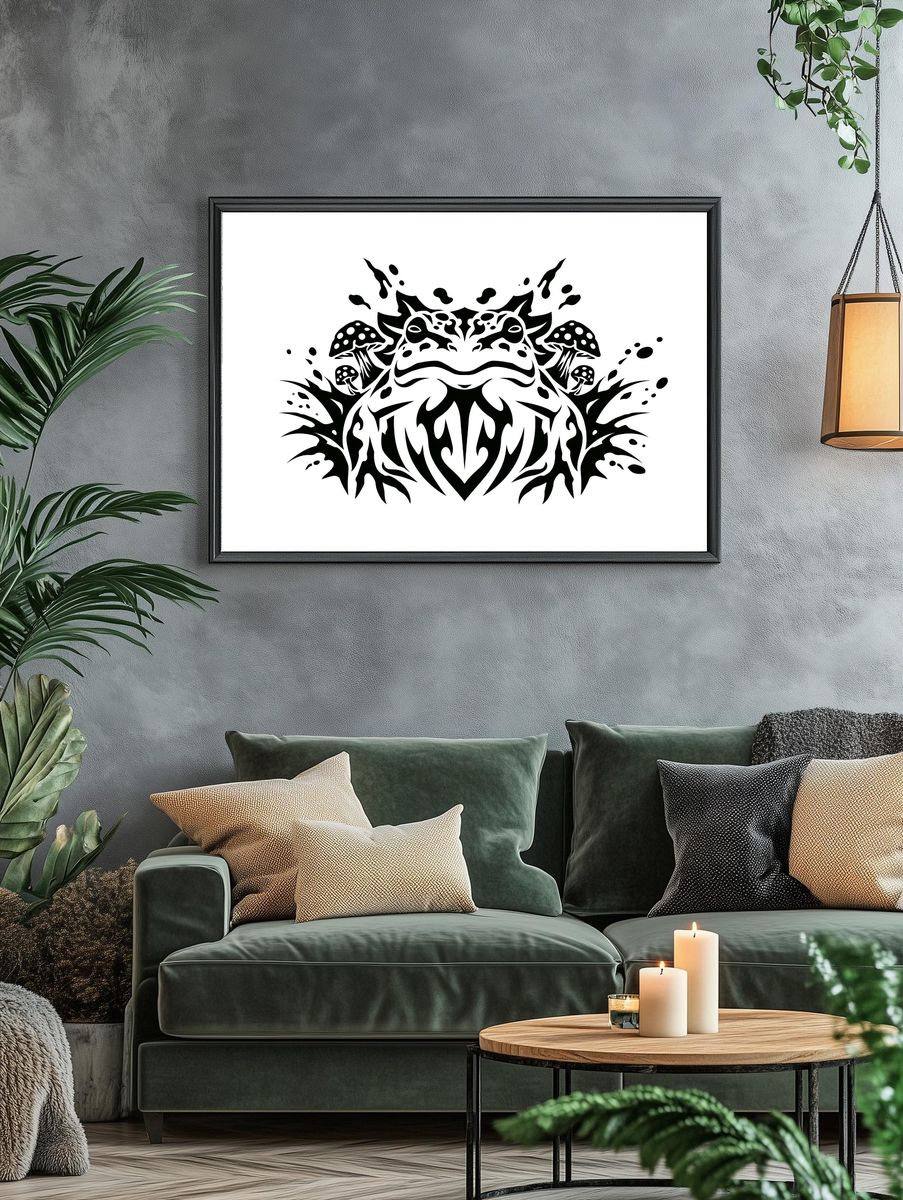 Tribal Frog Symmetry Print. — room view 4
