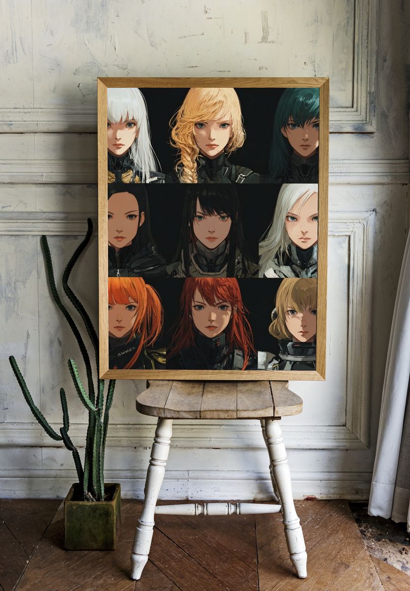 Anime Character Portrait Grid Poster. — room view 1
