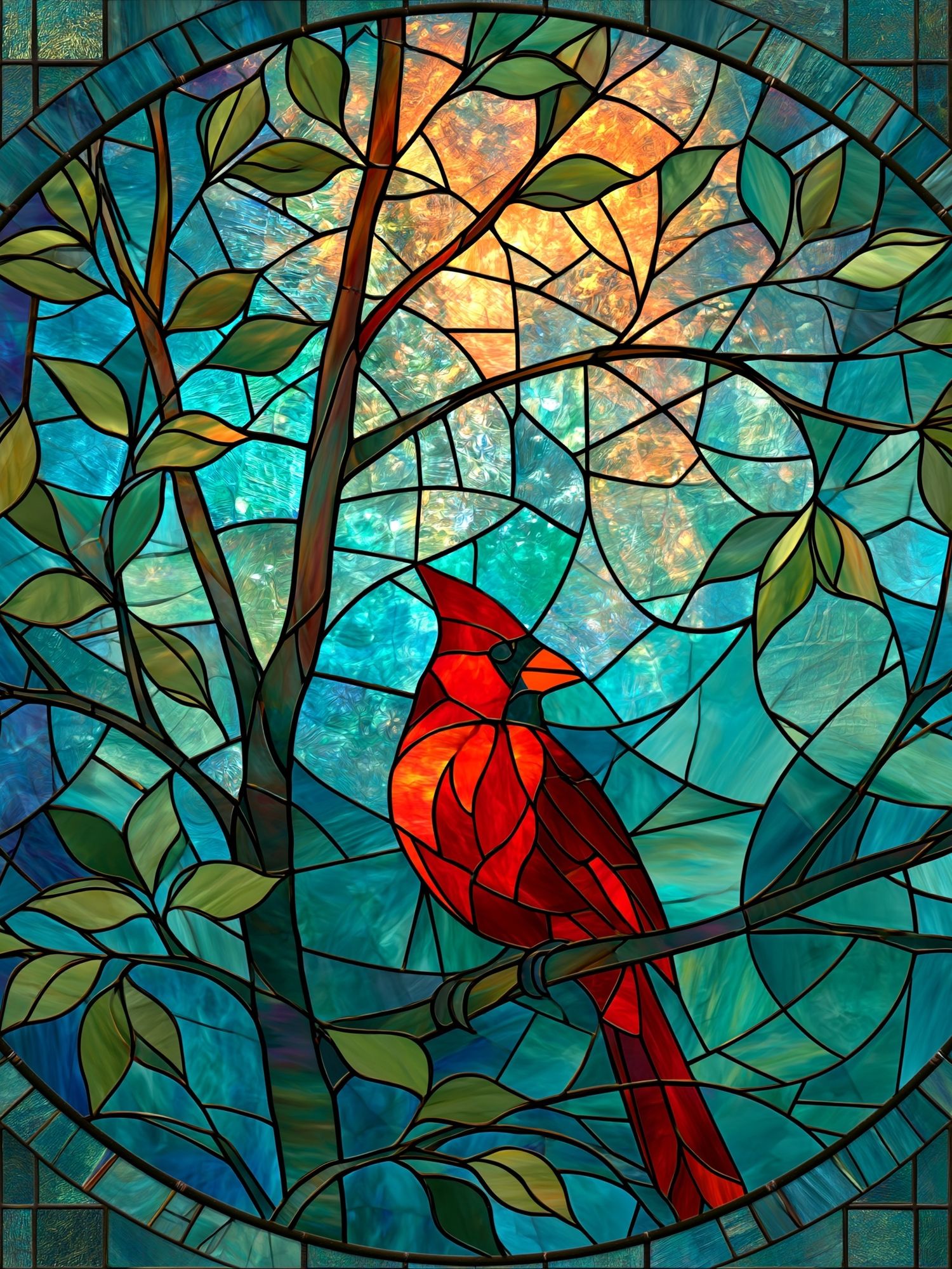 Cardinal in Stained Glass Poster. poster — animals art
