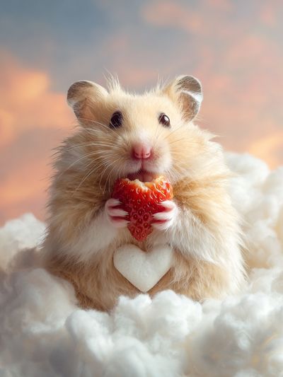 Hamster with Strawberry Heart Poster. poster