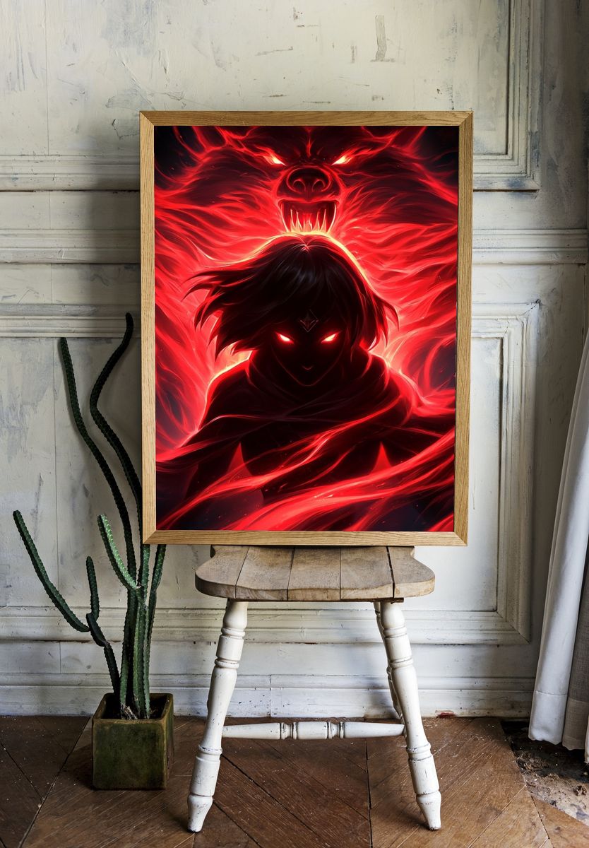Demonic Wolf Spirit Illustration Poster. — room view 1