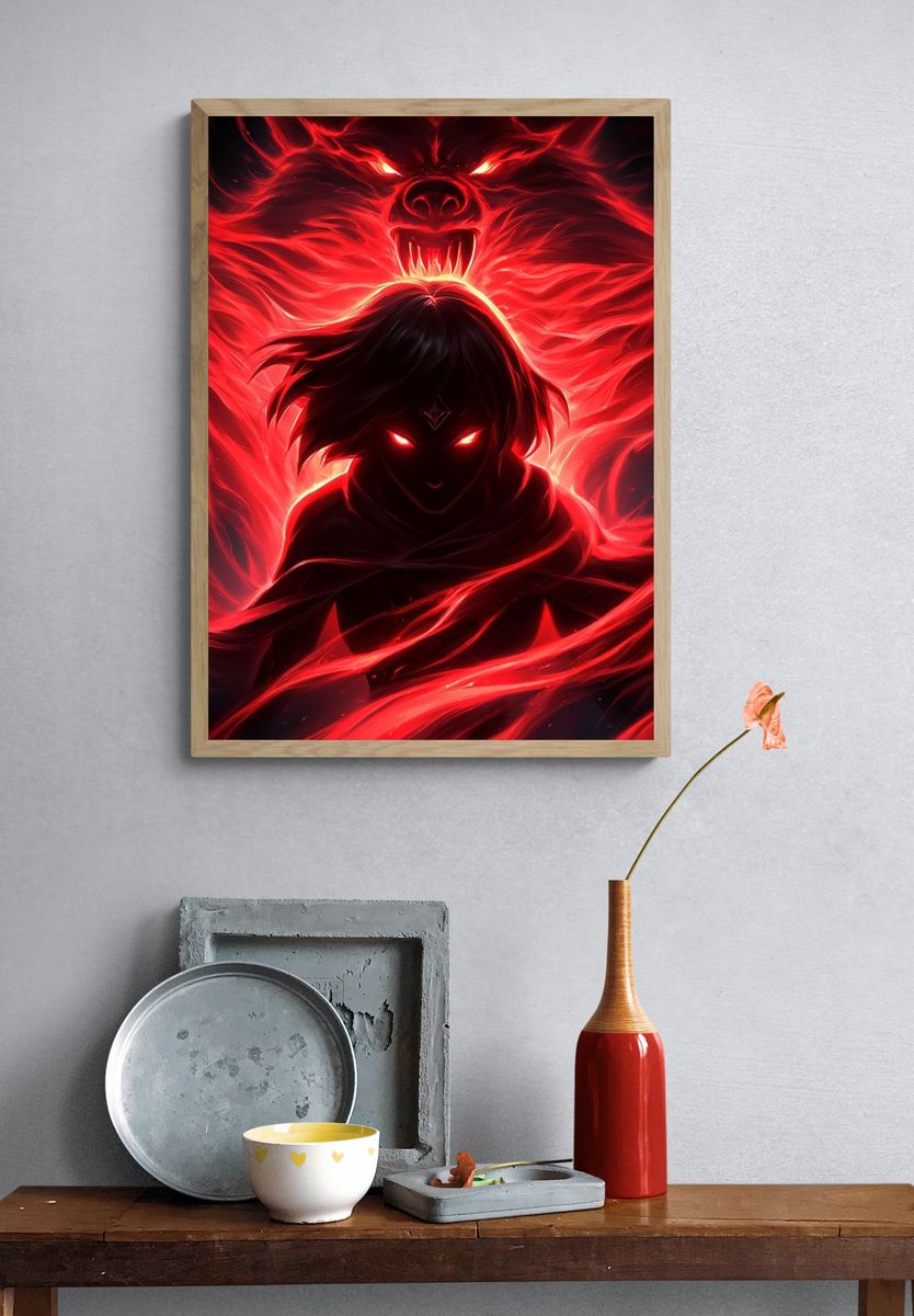 Demonic Wolf Spirit Illustration Poster. — room view 3