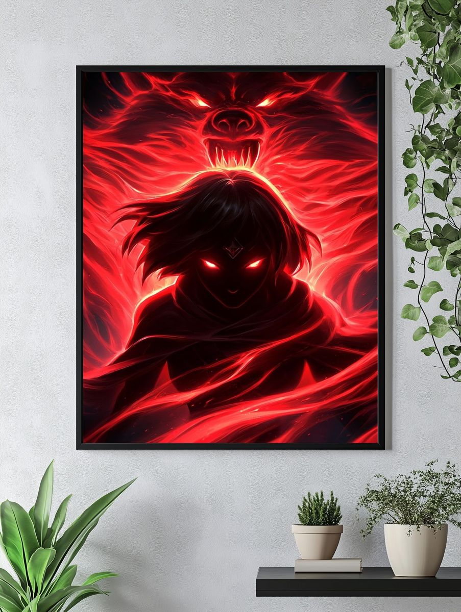 Demonic Wolf Spirit Illustration Poster. — room view 4