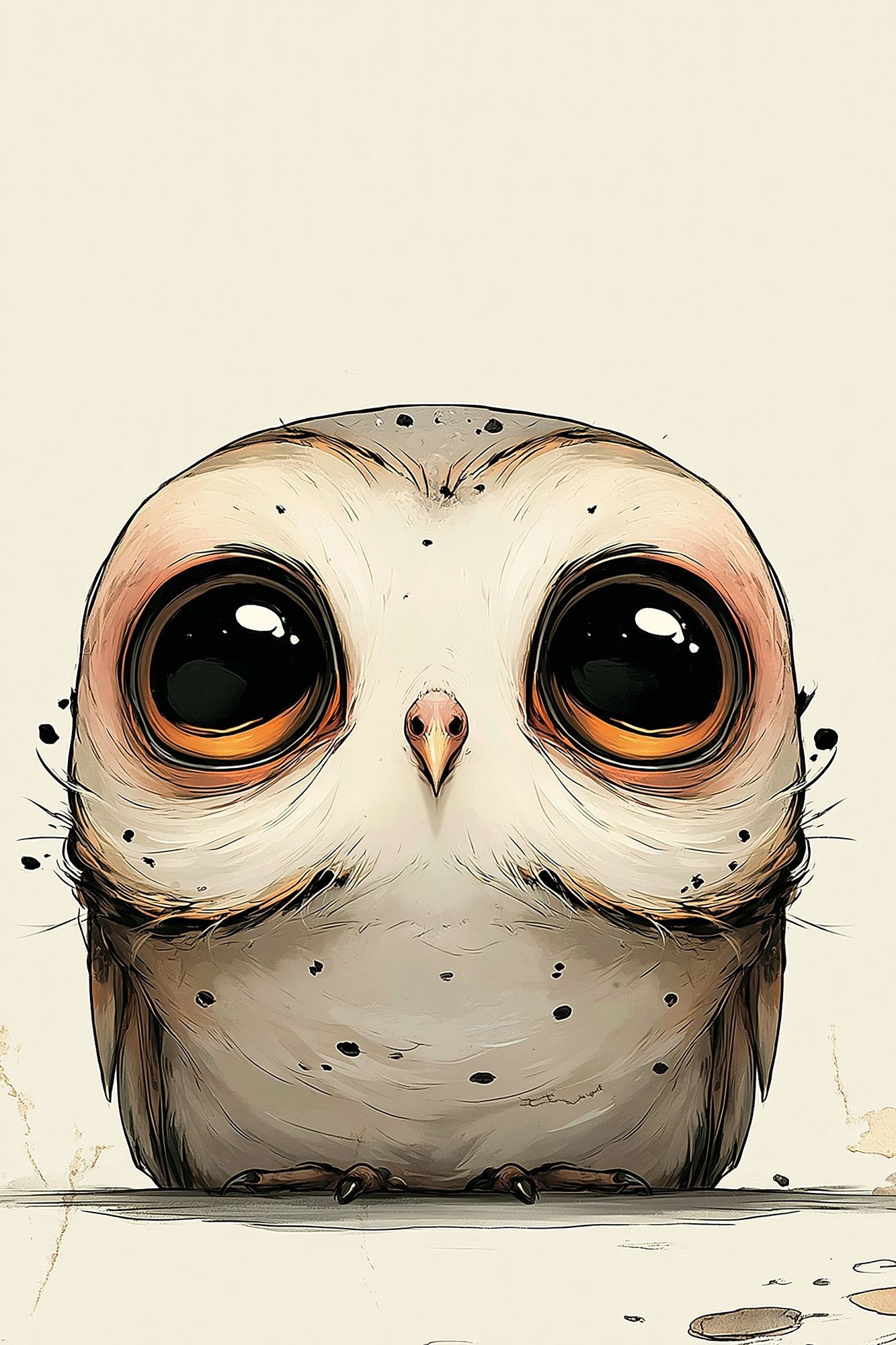 Wide-Eyed Owl Illustration Poster. poster detail
