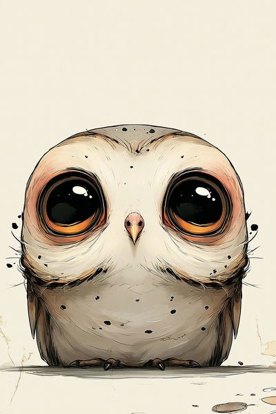 Wide-Eyed Owl Illustration Poster. poster
