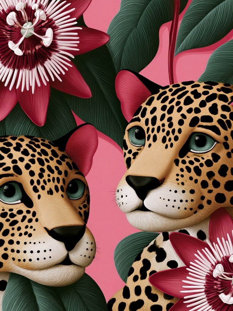 Leopard Floral Illustration Poster. poster detail