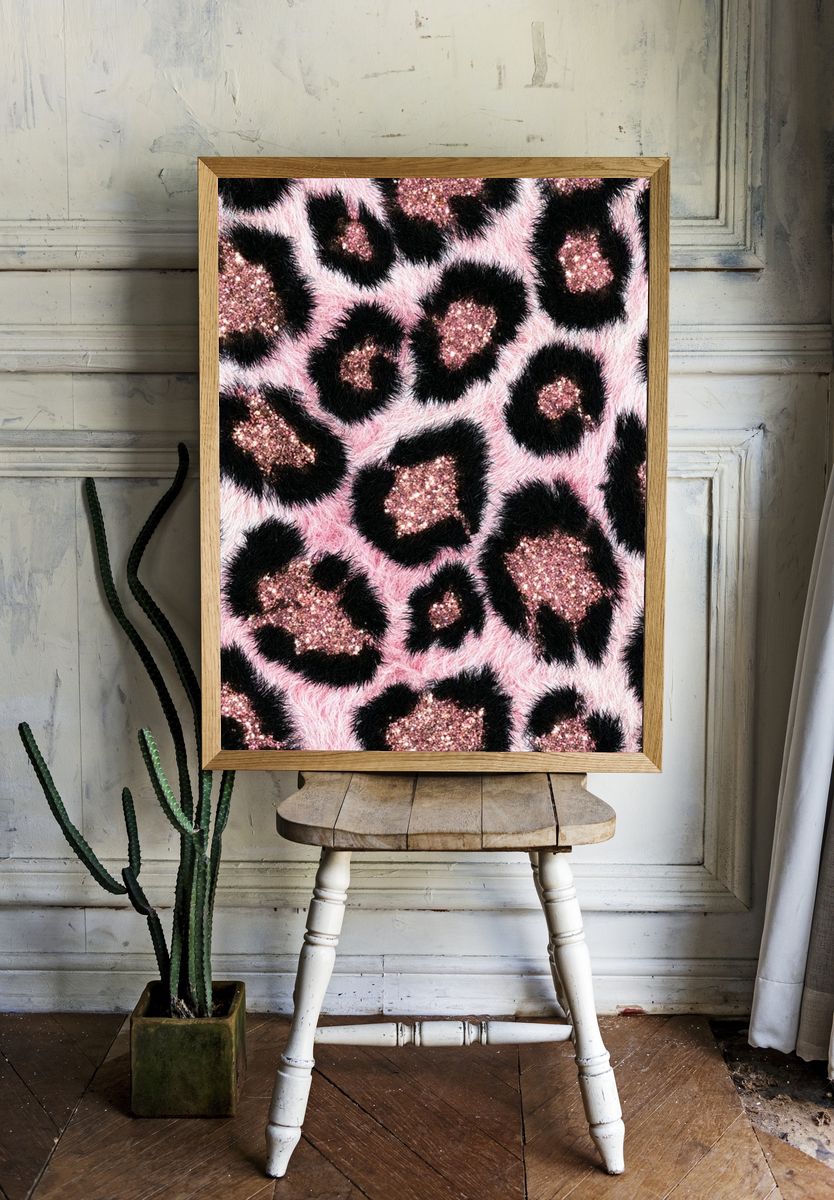 Pink Leopard Print Poster. — room view 1