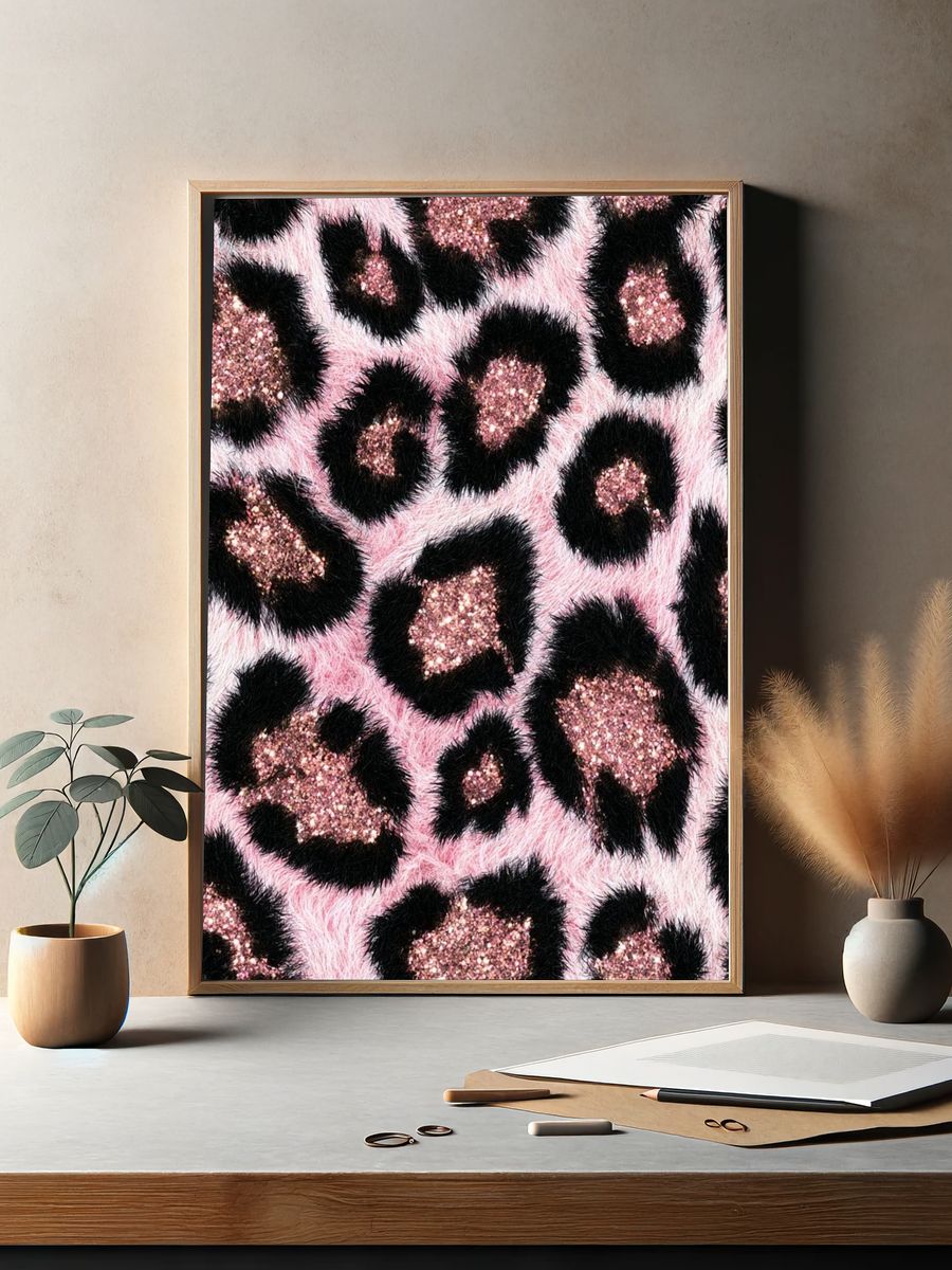 Pink Leopard Print Poster. — room view 2