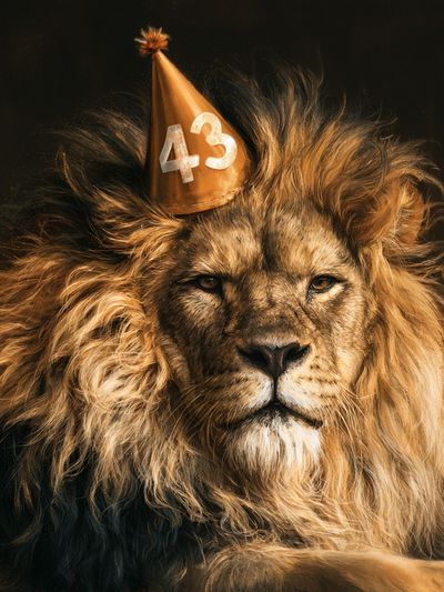 Lion Birthday Party Portrait Poster. poster