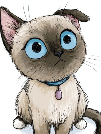 Cute Siamese Cat Illustration Poster. poster