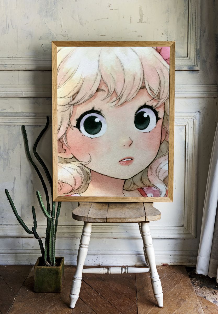 Cute Anime Girl Portrait Poster. — room view 1