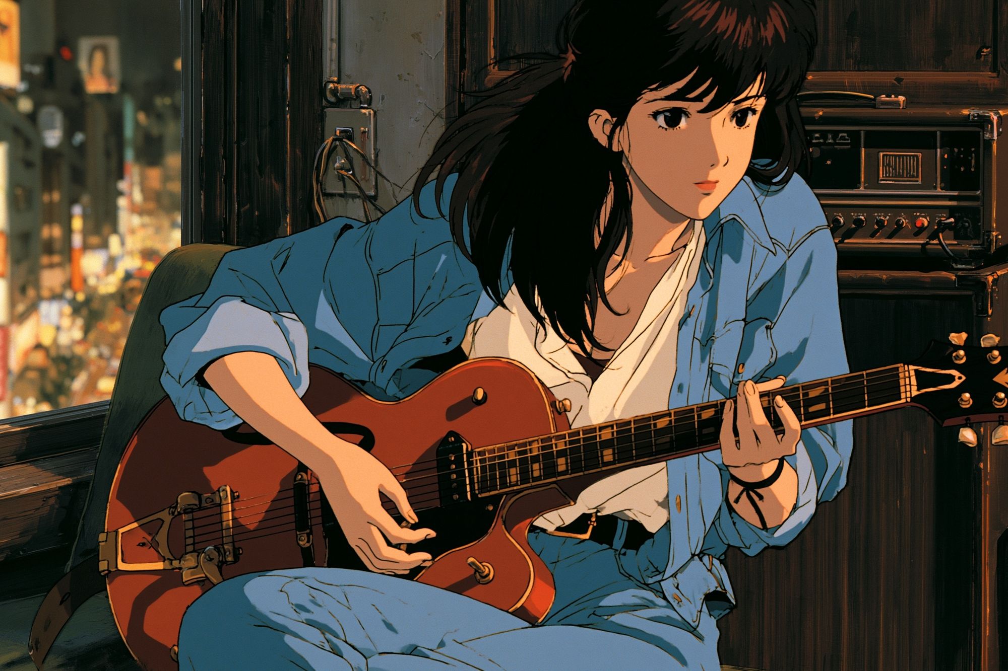 Anime Guitar Player Illustration Poster. poster — anime art