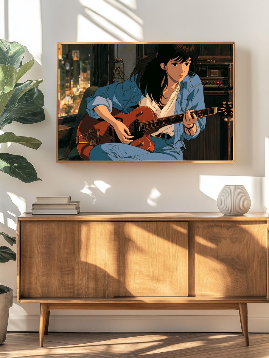 Anime Guitar Player Illustration Poster. — room view 3